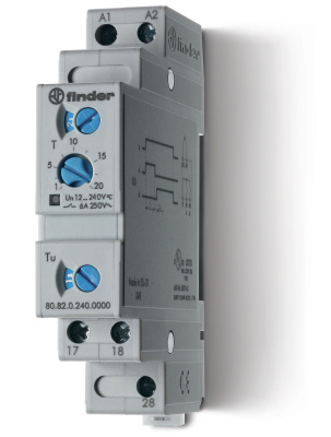 Модульный таймер 1-функциональный (SD); питание 24…240В АС/DC; 2NO 6A; ширина 17.5мм; регулировка времени 0.1с…20мин; степень защиты IP20