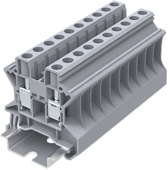 Клемма на DIN-рейку винт. 6 мм2 2 конт. проходная серая