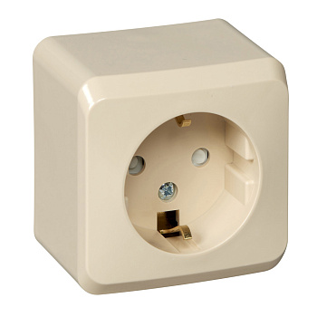 ЭТЮД О/У РОЗЕТКА с заземлением со шторками 16А 250B, КРЕМОВЫЙ, Россия
