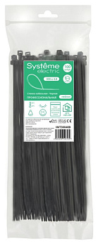 Стяжка кабельная нейлоновая 300х4.8 Чёрная (100шт) в пакете с замком ЗИП-ЛОК