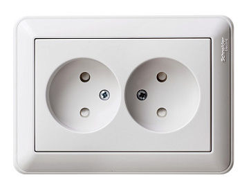 W59 РОЗЕТКА двойная без заземления со шторками, 16А, в сборе, БЕЛЫЙ