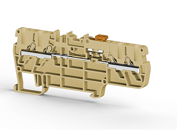 PYK 2,5CCA Клеммник пруж.быстрозажимной (Push in) 4-х выводной, с размыкателем, 2,5 мм.кв., (синий)