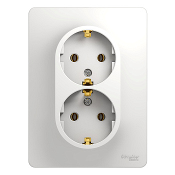 GLOSSA РОЗЕТКА двойная с заземлением, 16А, в сборе, БЕЛЫЙ GLOSSA РОЗЕТКА двойная с заземлением, 16А, в сборе, БЕЛЫЙ