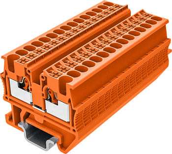 TPM1.5-2-OG Клемма мини TP 1-1 проходная, Push-in, сеч.1.5мм2, оранж.