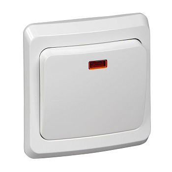 ЭТЮД С/У 1-клавишный ВЫКЛЮЧАТЕЛЬ с подсветкой 10 АХ, БЕЛЫЙ, Россия