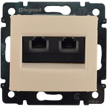 Розетка телефонная Legrand Valena RJ11 4 контакта 2 коннектора (слоновая кость)   774339 