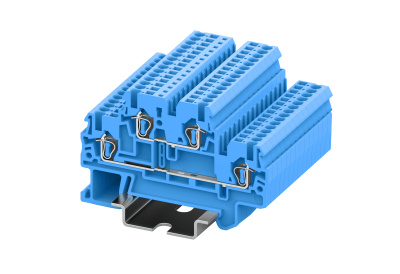 Клемма на DIN-рейку пружин. 1.5 мм2 4 конт. двухуровн. синяя