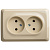 ЭТЮД О/У двойная угловая РОЗЕТКА без заземления без шторок 16А, КРЕМОВЫЙ, Россия