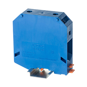 Клемма проходная, винтовой зажим, 2 точки подключения,  95 кв.мм, синяя