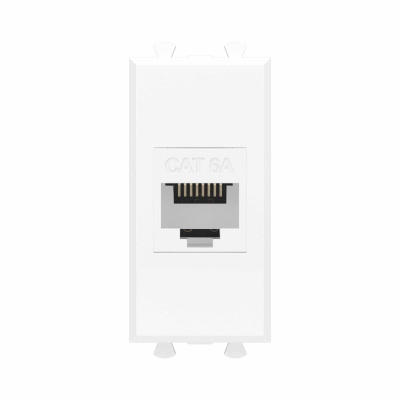 Компьютерная розетка RJ-45 без шторки модульная , кат.6А, "Avanti", "Белое облако", 1 модуль