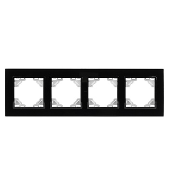 Минск Рамка 4-местная стеклянная черная EKF Basic