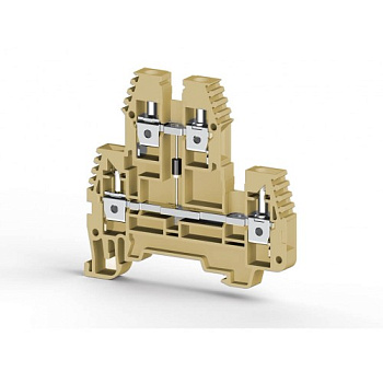 Клеммник 2-х ярусный, 2,5 мм.кв., с диодом, (бежевый);  PIK2,5ND-B