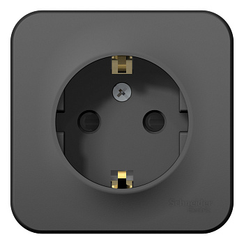 BLANCA О/У РОЗЕТКА с заземлением со шторк. ИЗОЛ.ПЛ., 16А, 250В, АНТРАЦИТ