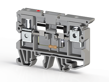 Клеммник с держ. предохр. (5х20, 5х25) с индикацией 24VAC на DIN-рейку, 6 мм.кв. (серый);  ASK 2LD (24 VAC)