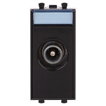 Розетка TV проходная модульная, "Avanti", "Черный квадрат", 1 модуль