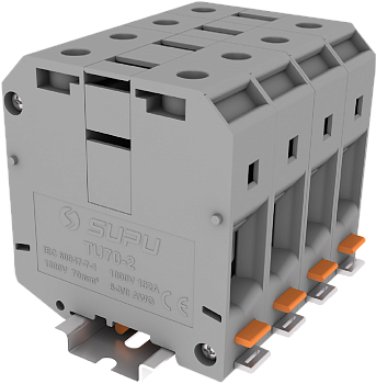 Клемма на DIN-рейку винт. 70 мм2 2 конт. проходн. серая