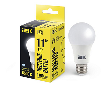 Лампа LED A60 шар 11Вт 230В 6500К E27 IEK