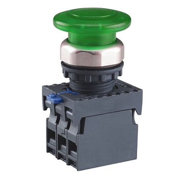 Кнопка управления "Грибок" Φ40мм с самовозвратом NP8-11MD/13 1НО+1НЗ зеленая AC110В-220В(LED) IP65 (R)(CHINT)