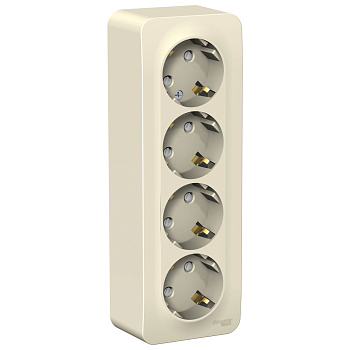 BLANCA О/У РОЗЕТКА 4-я с заземл. со шторк. ИЗОЛ.ПЛ.,16А, 250В, МОЛОЧНЫЙ