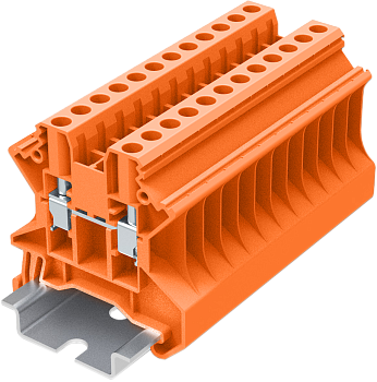 Клемма на DIN-рейку винт. 4 мм2 2 конт. проходная оранж.