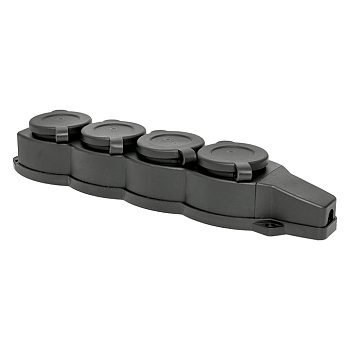 Розетка (колодка) четырехместная с защит. крышками каучуковая 230В 2P+PE 16A IP44 EKF Марс