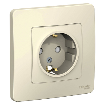 BLANCA С/У РОЗЕТКА с заземлением со шторками, 16А, 250В, МОЛОЧНЫЙ